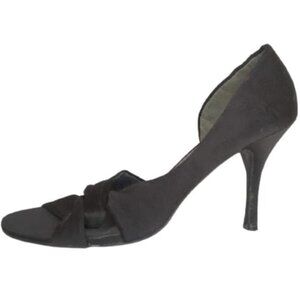 Black Satin Stiletto Sandal Size 9